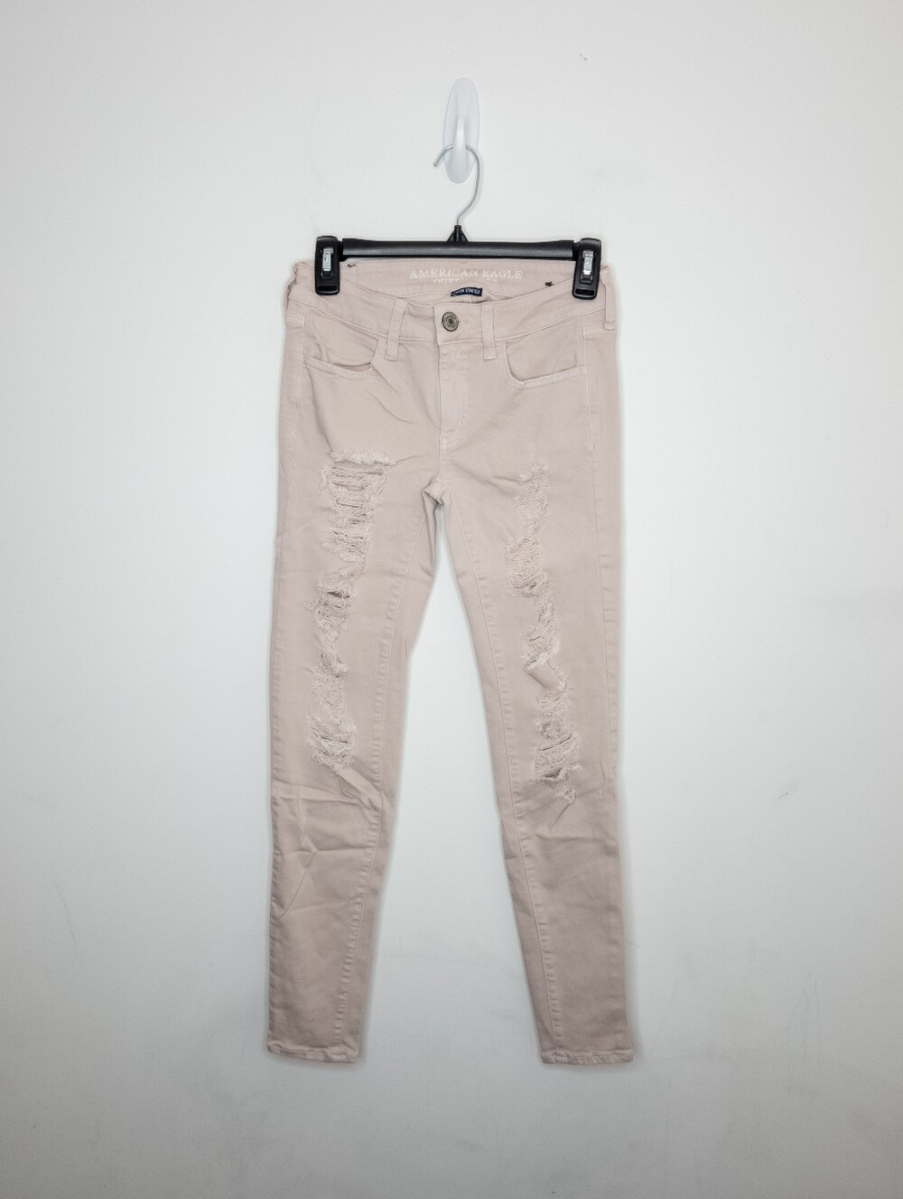 American Eagle Super Stretch Distressed Jeans Size 2 Pale Pink Pants